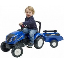Детский трактор Falk New Holland 3080AB на педалях с прицепом Синий  с 2-х до 5 лет